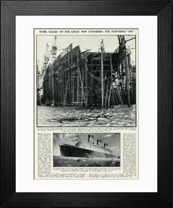 Framed Print : Queen Mary Ocean Liner, suspended Framed Print : Queen Mary Ocean Liner, suspended