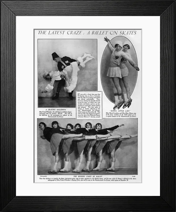Framed Print : The latest craze - ballet on skates, 1929