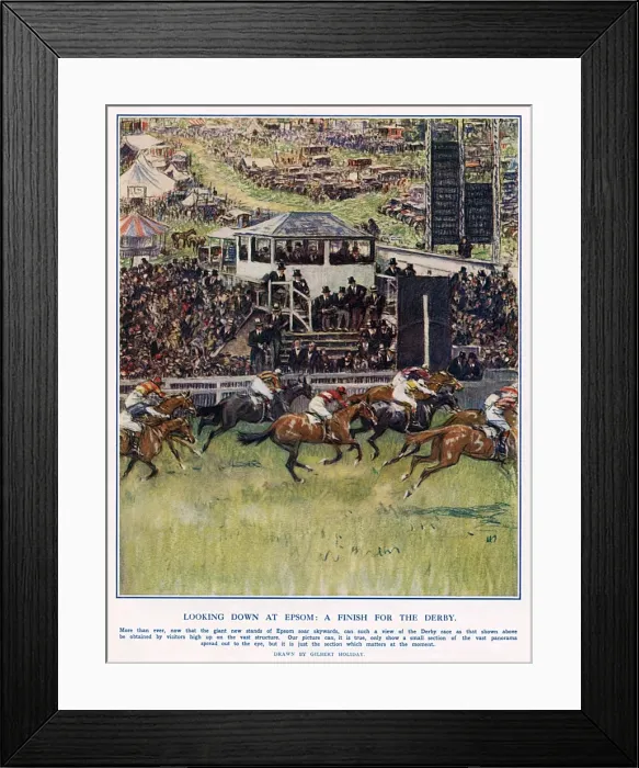 Framed Print : Looking Down at Epsom: A Finish for the Derby Framed Print : Looking Down at Epsom: A Finish for the Derby