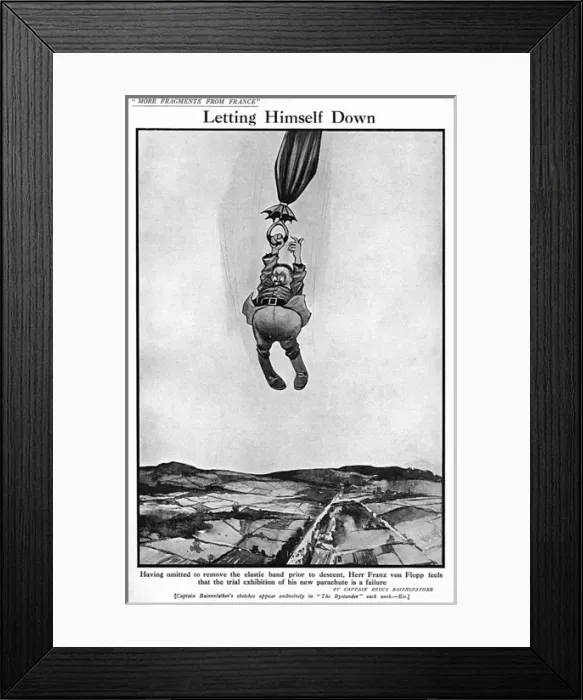 Framed Print : Letting Himself Down, by Bairnsfather Framed Print : Letting Himself Down, by Bairnsfather