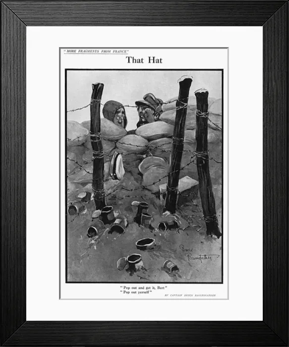 Framed Print : That Hat, by Bairnsfather Framed Print : That Hat, by Bairnsfather