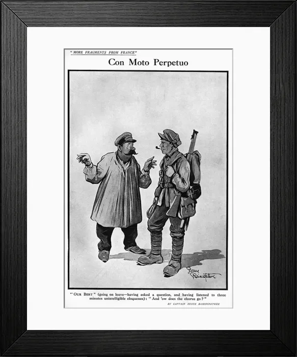 Framed Print : Con Moto Perpetuo, by Bairnsfather Framed Print : Con Moto Perpetuo, by Bairnsfather