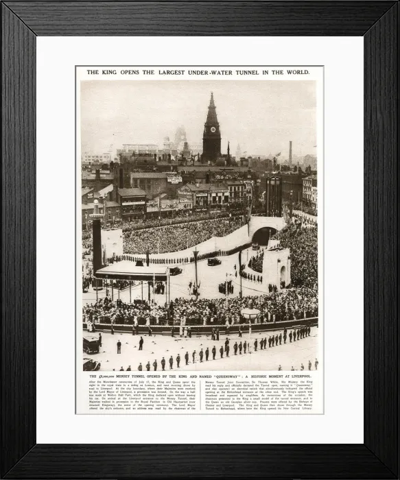 Framed Print : Opening Mersey Tunnel, Liverpool with Birkenhead 1934