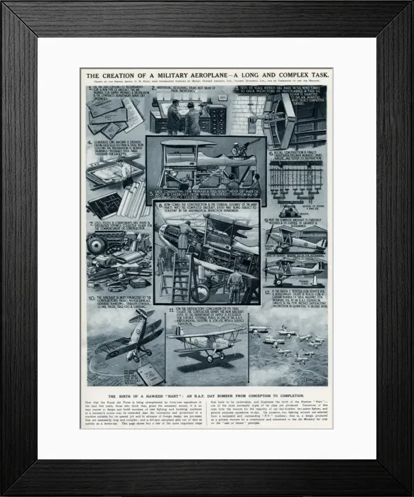 Framed Print : Hawker Hart R. A. F bomber construction 1934 Framed Print : Hawker Hart R. A. F bomber construction 1934