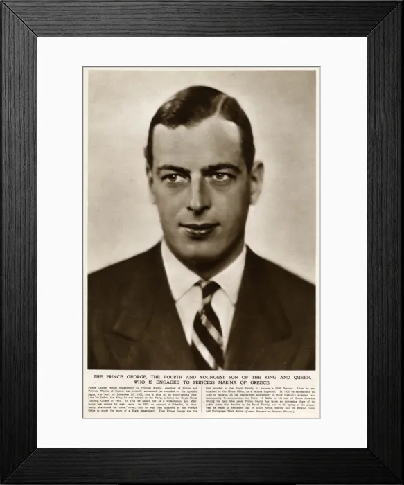 Framed Print : Prince George, Duke of Kent, announcement of his engagement
