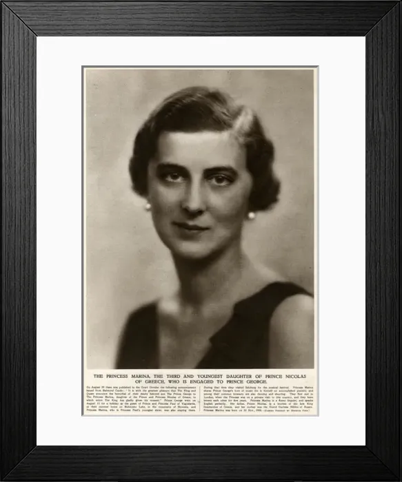 Framed Print : Princess Marina of Greece, announcement of her engagement Framed Print : Princess Marina of Greece, announcement of her engagement