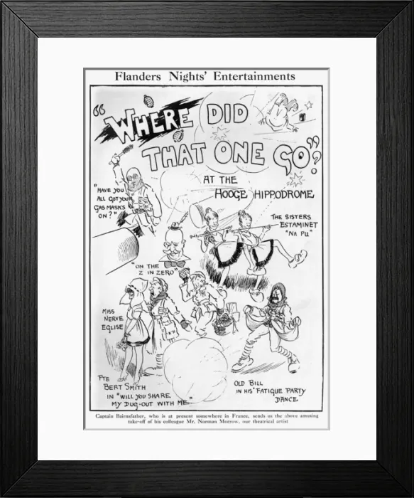 Framed Print : Flanders Nights Entertainments, by Bairnsfather