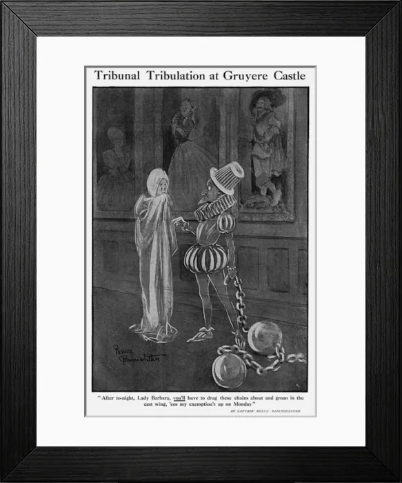 Framed Print : Tribunal Tribulation at Gruyere Castle, by Bairnsfather Framed Print : Tribunal Tribulation at Gruyere Castle, by Bairnsfather