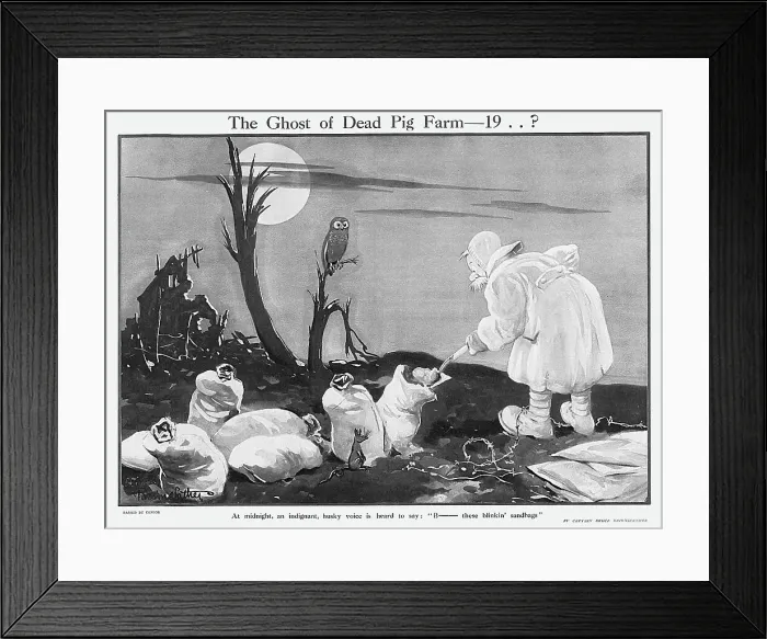 Framed Print : The Ghost of Dead Pig Farm - 19 ?, by Bairnsfather Framed Print : The Ghost of Dead Pig Farm - 19 ?, by Bairnsfather