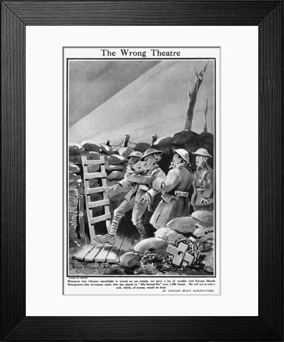 Framed Print : The Wrong Theatre, by Bairnsfather Framed Print : The Wrong Theatre, by Bairnsfather