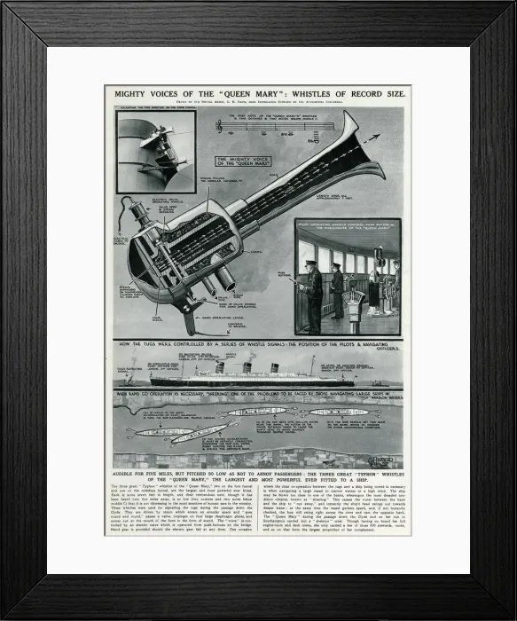 Framed Print : Queen Mary Ocean Liner, whistles used for signalling Framed Print : Queen Mary Ocean Liner, whistles used for signalling