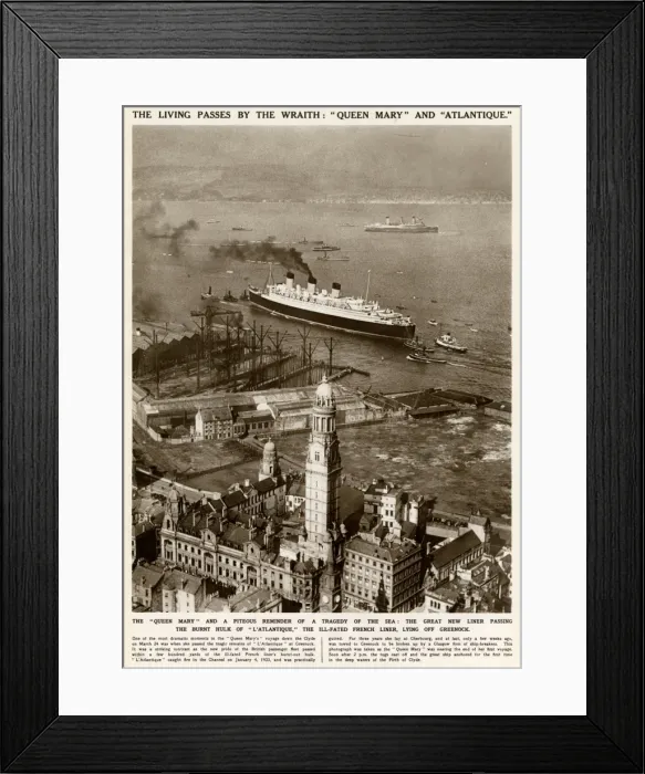 Framed Print : Queen Mary Ocean Liner, passing French liner L Atlantique Framed Print : Queen Mary Ocean Liner, passing French liner L Atlantique