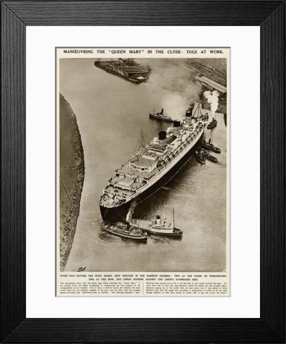 Framed Print : Queen Mary Ocean Liner, manoeuvring down the Clyde Framed Print : Queen Mary Ocean Liner, manoeuvring down the Clyde
