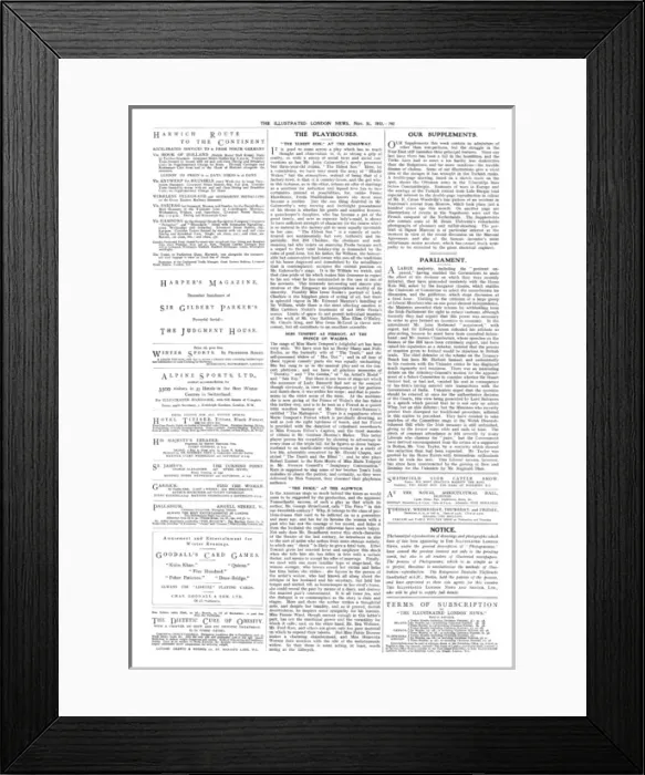 Framed Print : Page from The Illustrated London News, 30th November 1912 Framed Print : Page from The Illustrated London News, 30th November 1912