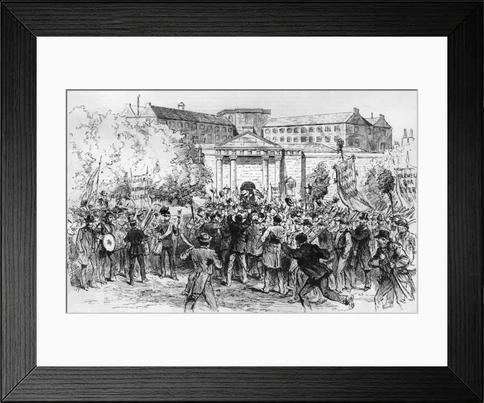 Framed Print : Land League Agitation: mob protests outside Cork Jail, 1887 Framed Print : Land League Agitation: mob protests outside Cork Jail, 1887