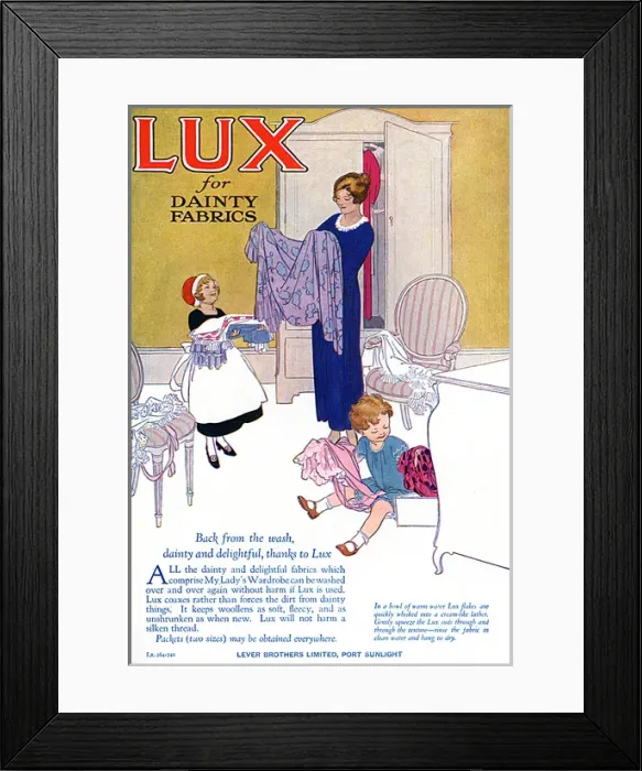 Framed Print : Lux advertisement, 1923 Framed Print : Lux advertisement, 1923