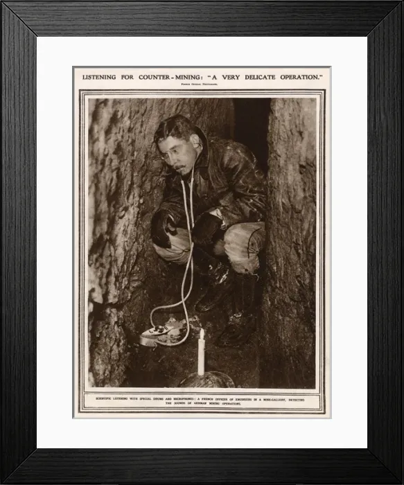 Framed Print : Listening for counter-mining in the First World War Framed Print : Listening for counter-mining in the First World War