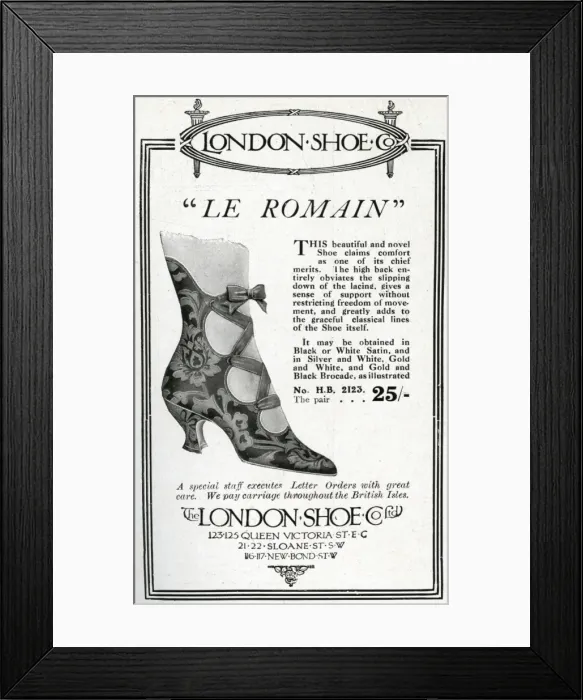 Framed Print : Advert for London Shoe 1913 Framed Print : Advert for London Shoe 1913