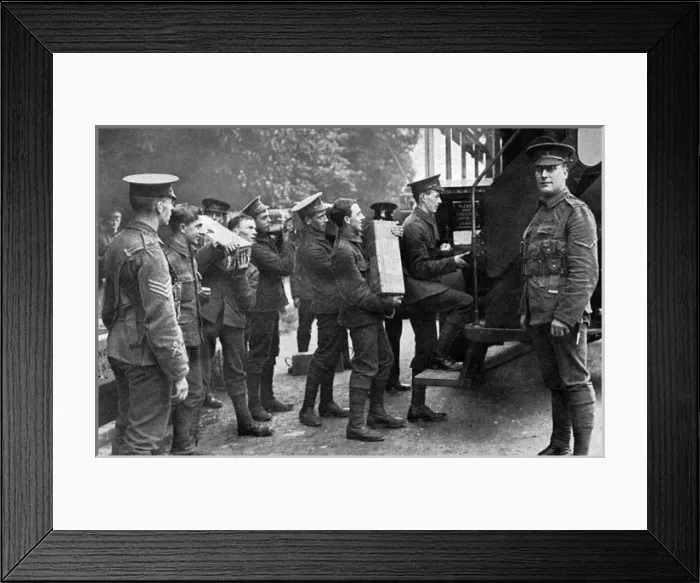 Framed Print : Loading motor buses with ammunition, WW1 Framed Print : Loading motor buses with ammunition, WW1