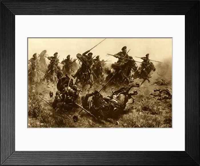 Framed Print : WW1 - Eastern Front - Cossack Cavalry in action