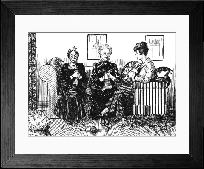 Framed Print : 2 Plain, 1 Purl, WW1 knitting cartoon Framed Print : 2 Plain, 1 Purl, WW1 knitting cartoon