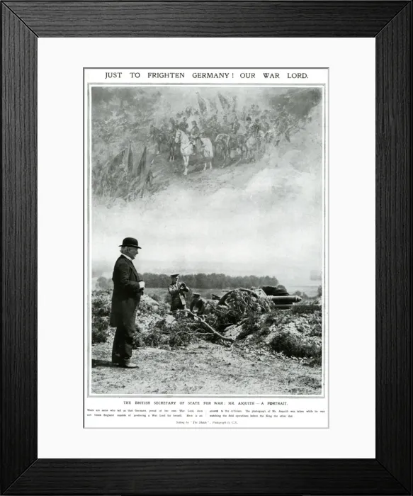 Framed Print : Mr Asquith watching field operations, May 1914 Framed Print : Mr Asquith watching field operations, May 1914
