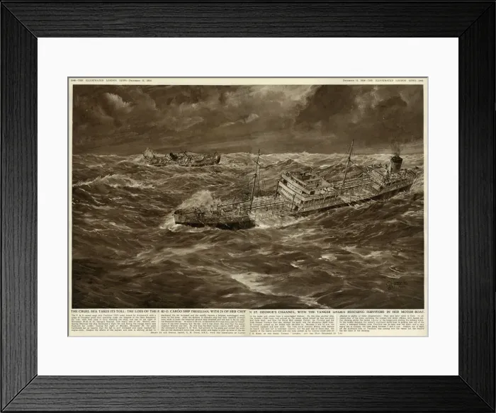 Framed Print : Cargo ship Tresillian wrecked in storm, 1954 Framed Print : Cargo ship Tresillian wrecked in storm, 1954