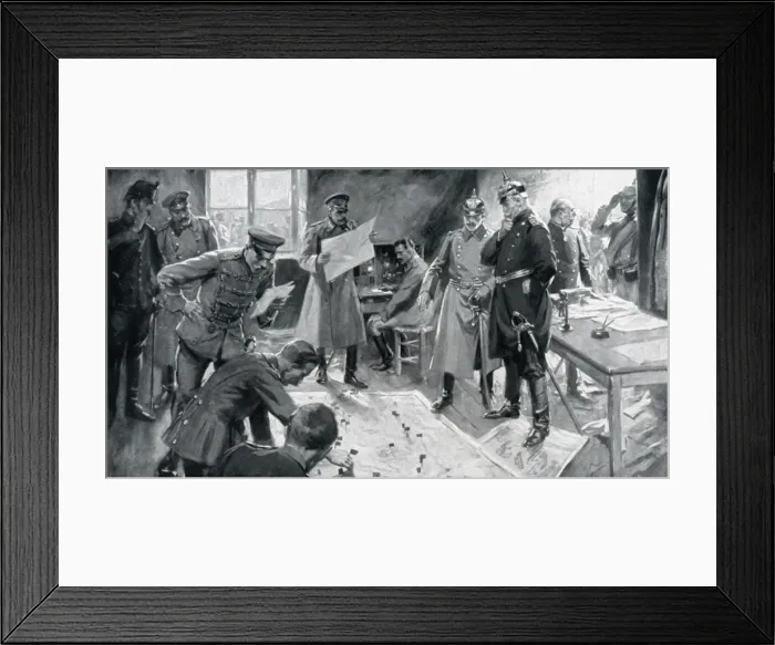 Framed Print : WW1 - Scene at a German HQ - Moving flags on a map Framed Print : WW1 - Scene at a German HQ - Moving flags on a map