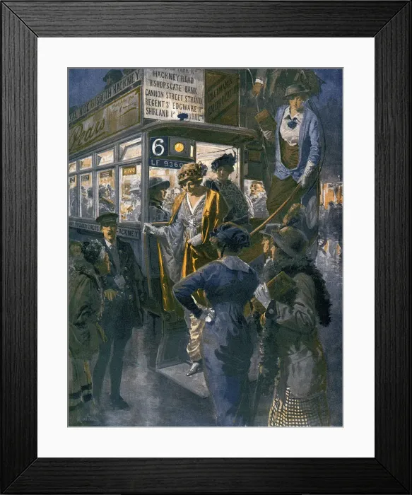 Framed Print : A Motor Bus during the London Season, 1914 by Matania Framed Print : A Motor Bus during the London Season, 1914 by Matania