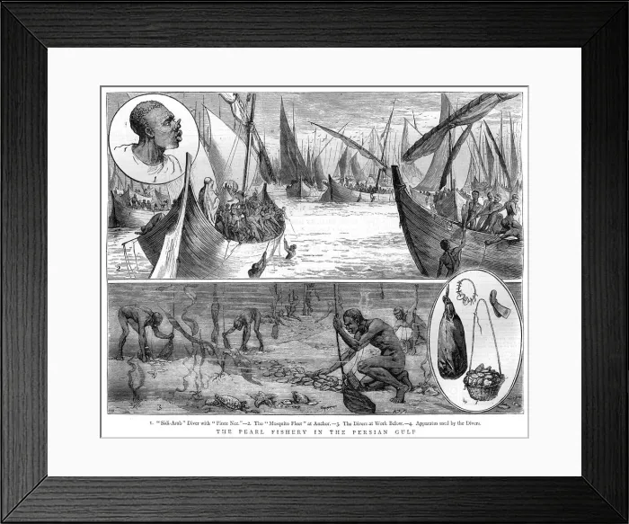 Framed Print : Pearl fishing in the Persian Gulf