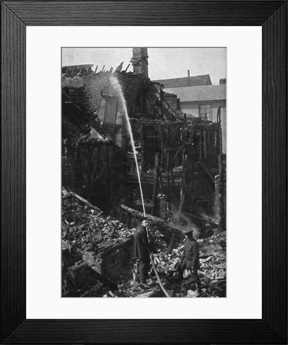 Framed Print : Ruined houses at Bury St Edmunds following air raid, 1915