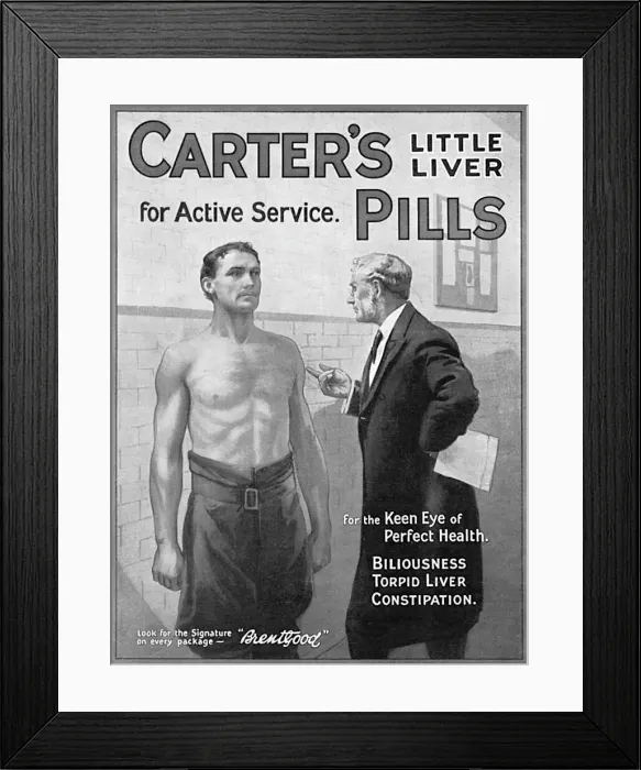 Framed Print : Advertisement, Carters Little Liver Pills, WW1