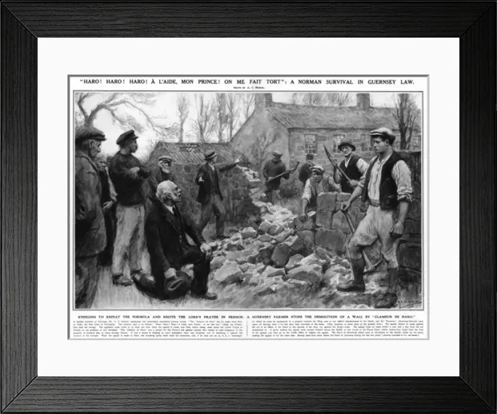Framed Print : Clameur de Haro, Guernsey law, 1924 Framed Print : Clameur de Haro, Guernsey law, 1924