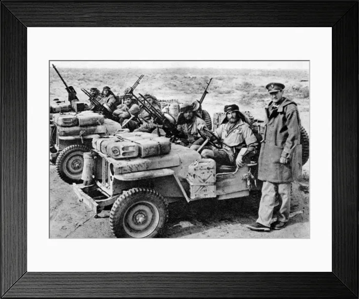 Framed Print : Colonel David Stirling with a patrol in the desert Framed Print : Colonel David Stirling with a patrol in the desert