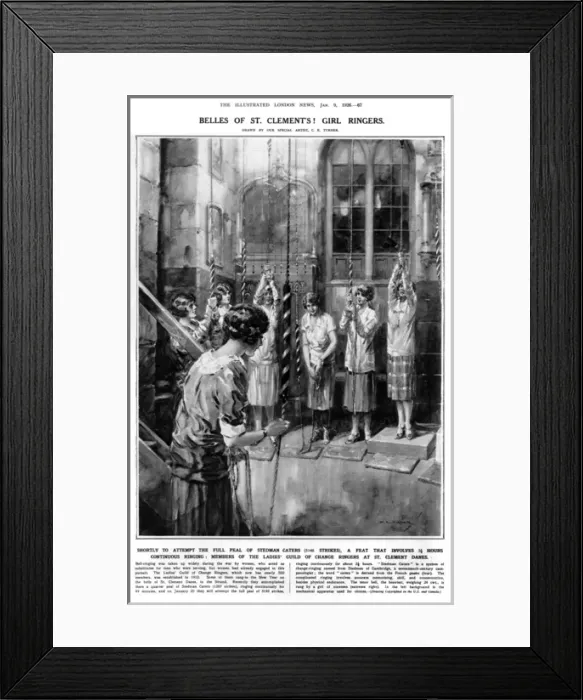 Framed Print : Belles of St Clement s! Girl bell ringers, 1926