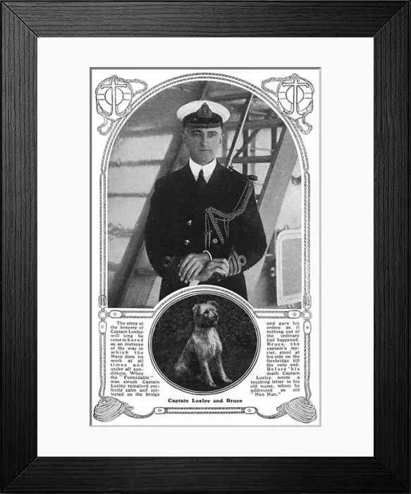 Framed Print : Captain Loxley of battleship Formidable & his dog Bruce Framed Print : Captain Loxley of battleship Formidable & his dog Bruce