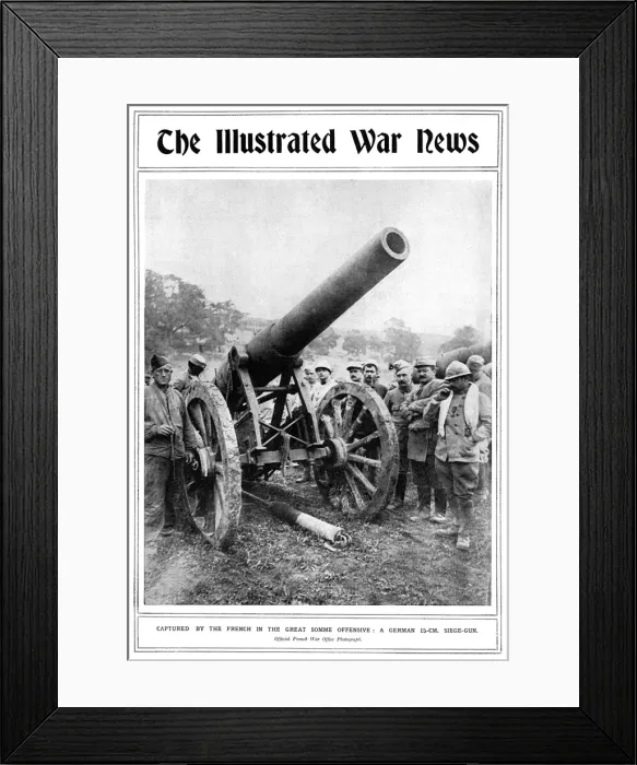 Framed Print : A German 15cm siege gun captured by the French at the Somme Framed Print : A German 15cm siege gun captured by the French at the Somme
