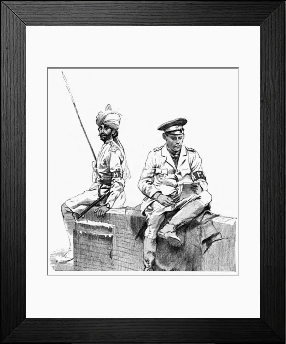 Framed Print : Indian and British soldiers in Northern France, WW1