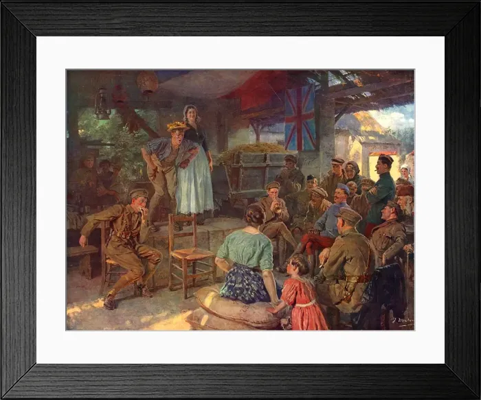 Framed Print : A Concert behind the Lines by Fortunino Matania Framed Print : A Concert behind the Lines by Fortunino Matania