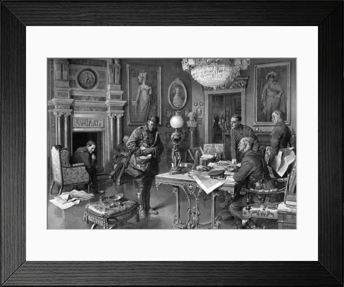 Framed Print : How staff are informed of movements at the Front by Matania Framed Print : How staff are informed of movements at the Front by Matania