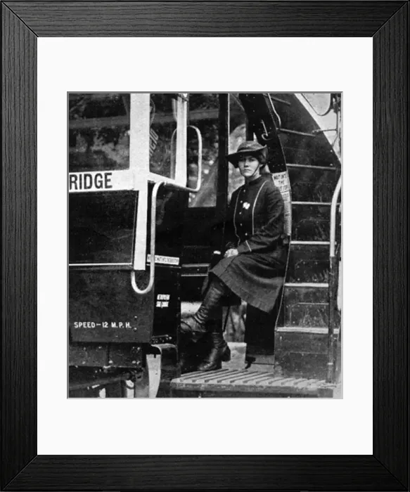 Framed Print : Care of the Bus Conductress, WW1 Framed Print : Care of the Bus Conductress, WW1
