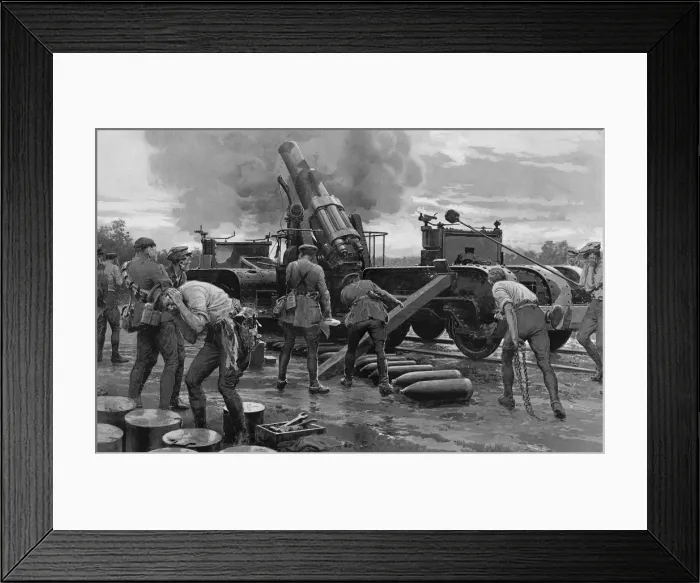 Framed Print : With the British heavy guns on the Western Front, Matania Framed Print : With the British heavy guns on the Western Front, Matania
