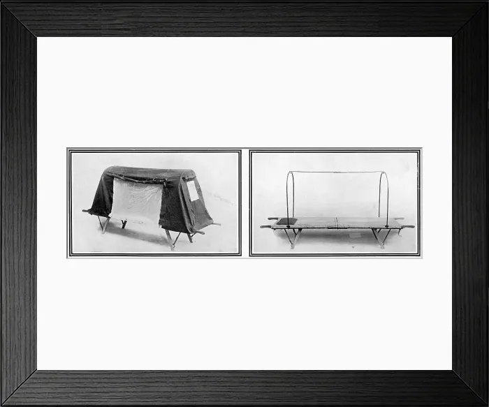 Framed Print : Portable bed and stretcher tent, WW1 Framed Print : Portable bed and stretcher tent, WW1