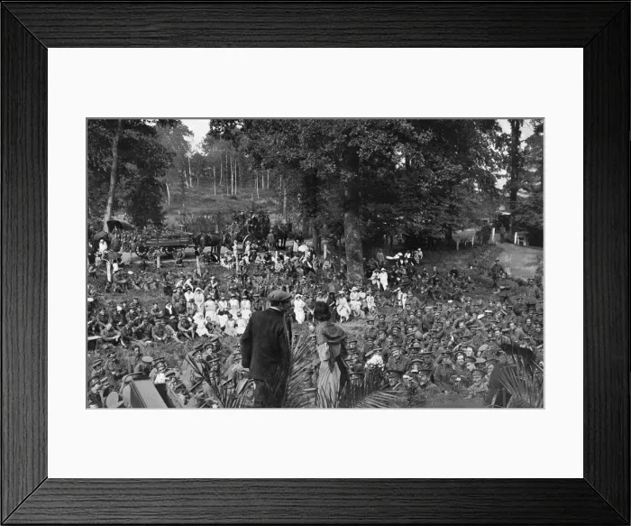 Framed Print : Concert in the War Zone for soldiers and others, France, WW1