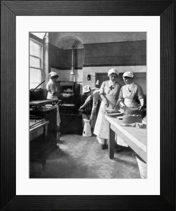 Framed Print : Kitchen at Weir Red Cross Hospital, Balham, London, WW1 Framed Print : Kitchen at Weir Red Cross Hospital, Balham, London, WW1