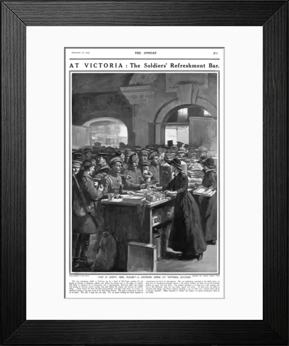 Framed Print : Soldiers Refreshment Bar, Victoria Station, London, WW1 Framed Print : Soldiers Refreshment Bar, Victoria Station, London, WW1