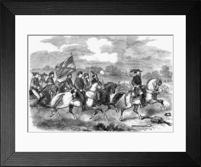Framed Print : Confederate General Stuart with cavalry, scouting Framed Print : Confederate General Stuart with cavalry, scouting