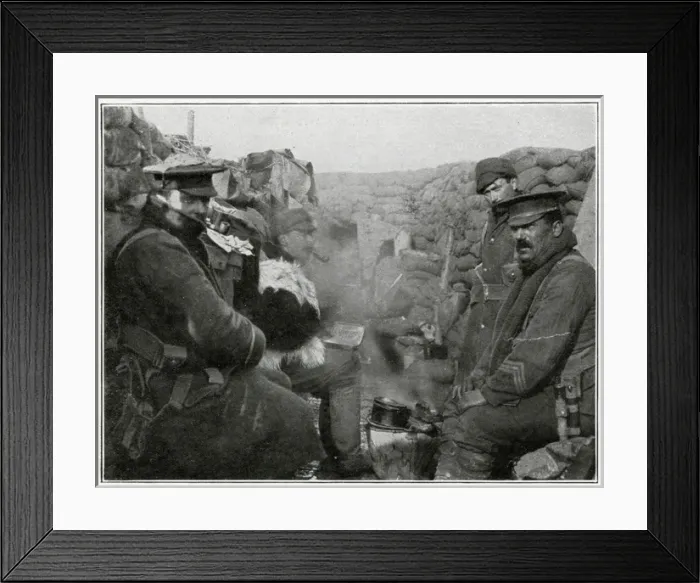 Framed Print : After a meal in a British trench 1915