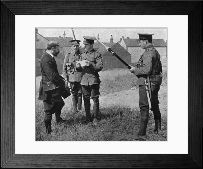 Framed Print : Foreign photographer detained on English Coast, WW1 Framed Print : Foreign photographer detained on English Coast, WW1