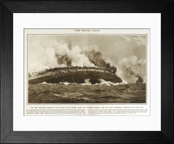 Framed Print : Sinking of the Blucher in Great War Deeds, WW1 Framed Print : Sinking of the Blucher in Great War Deeds, WW1